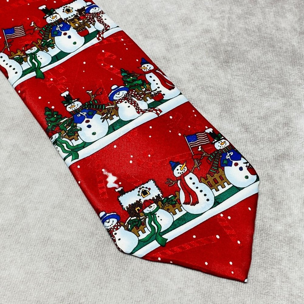 Yule Tie Greetings Christmas Snowman Neck Tie Polyester Holiday Theme